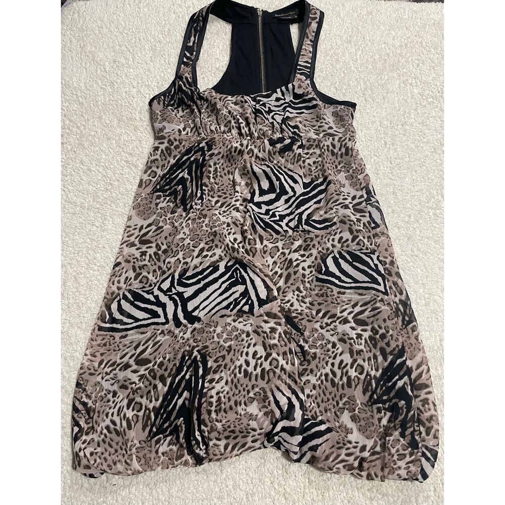 BCBG Maxazria Womens XS Animal Print Sleeveless Scoop Neck Mini Dress Mob Wife
